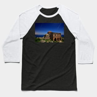 Startrails over Hagia Sophia - Monemvasia Baseball T-Shirt